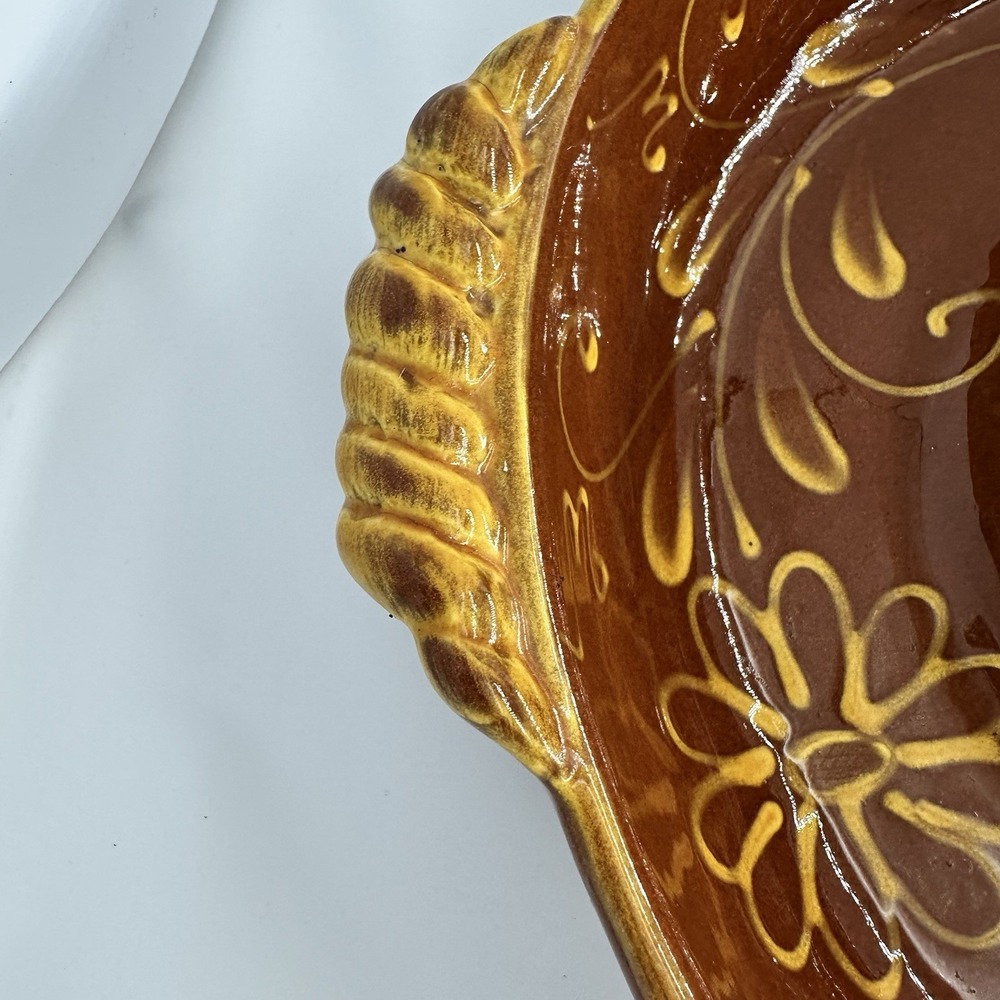 1990's Vintage Williams Sonoma Brown Ceramic Chip and Dip Bowl - Picture 5 of 11